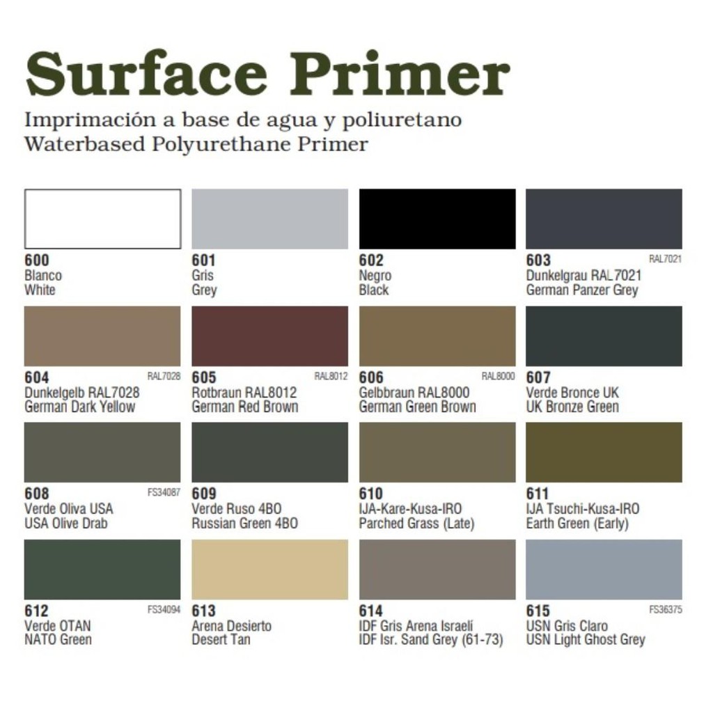 Vallejo Primers Color Acrylic Color -60ml Model KIts Color Fantasy and ...