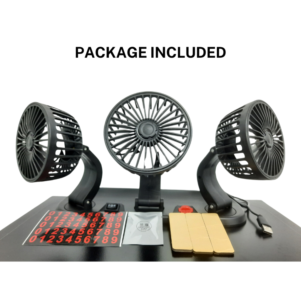 Triple Head 360 Rotating USB Mini Fan – Strong Airflow Cooler for Car ...