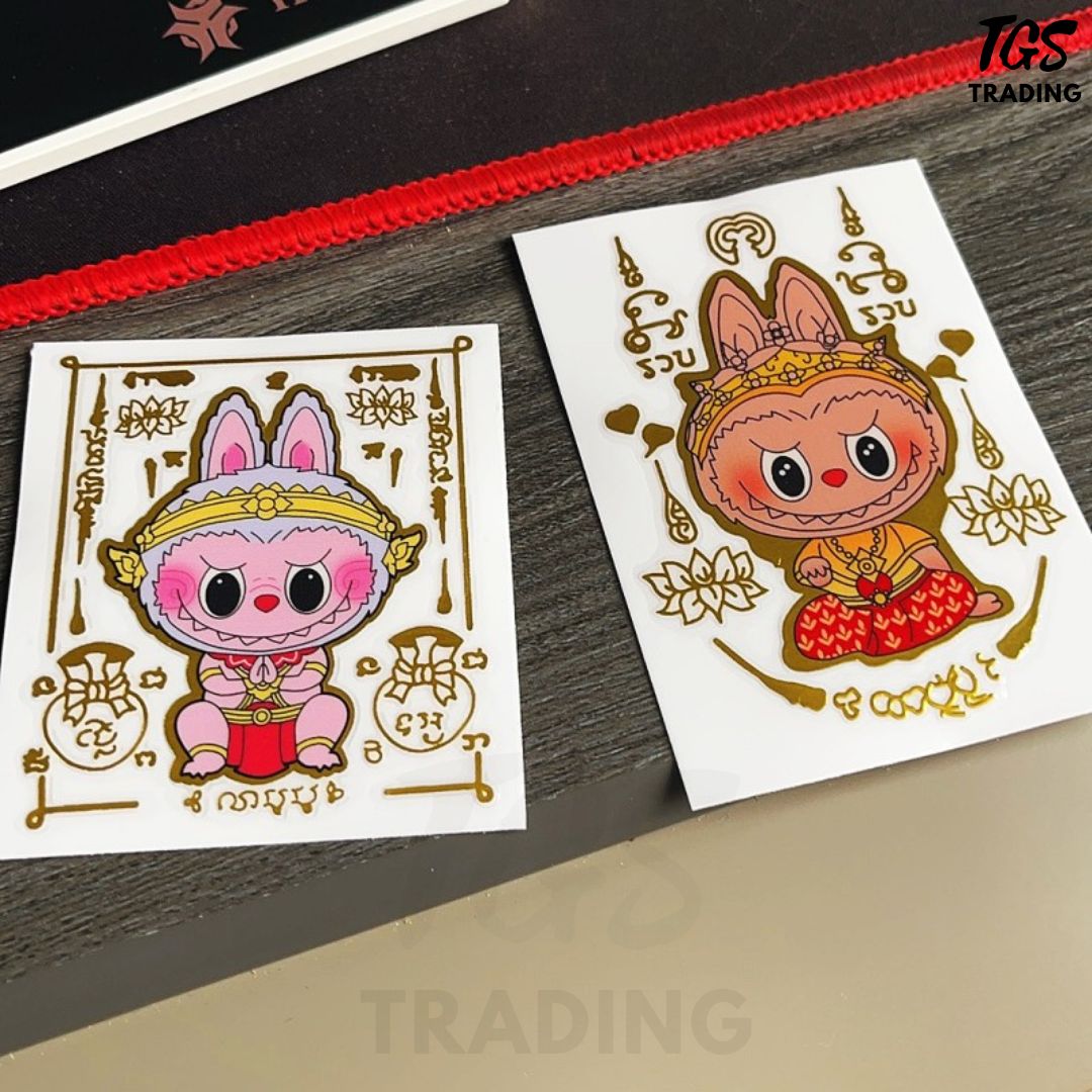 LABUBU fortune gold-stamping color mobile phone stickers | Shopee Singapore