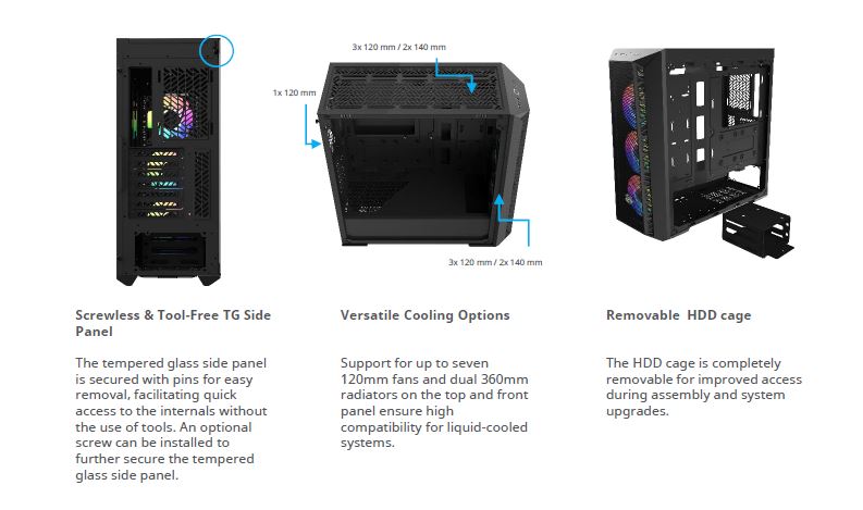 Cooler Master MASTERBOX MB520 MESH ATX ARGB Tempered Glass CASE (MB520 ...