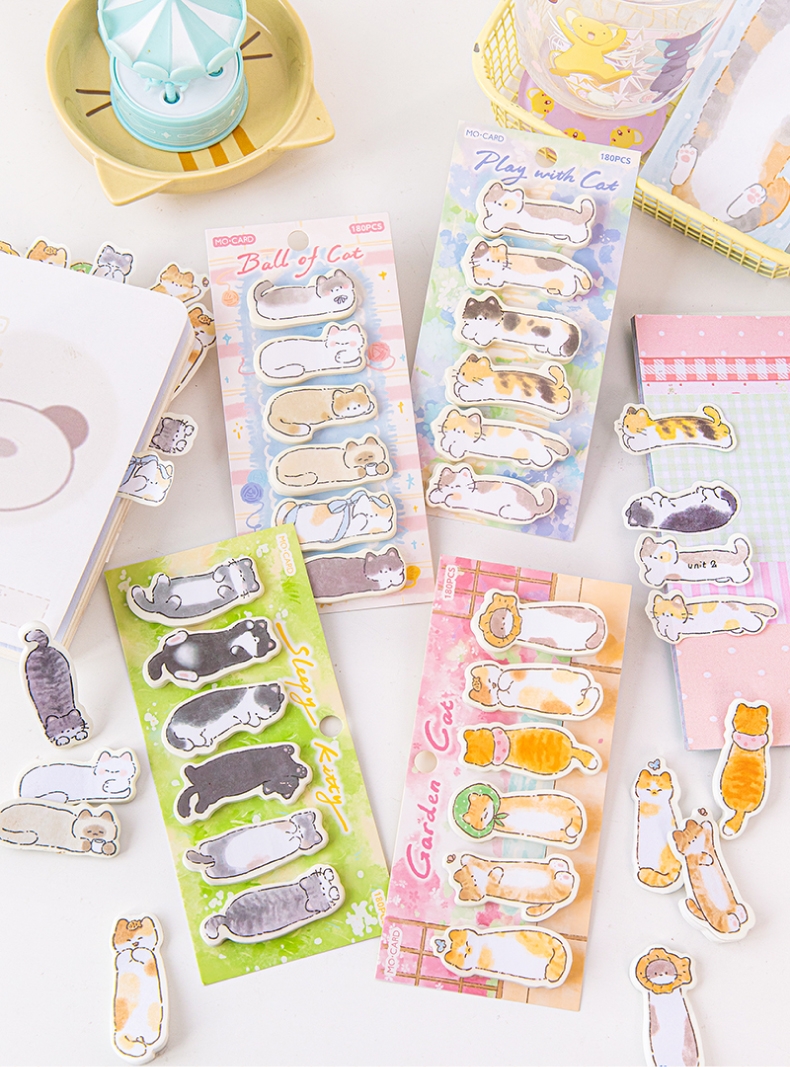Cute Cat Shape Little Kitten Index Sticky Notes Memo Tabs Bookmark Tags ...