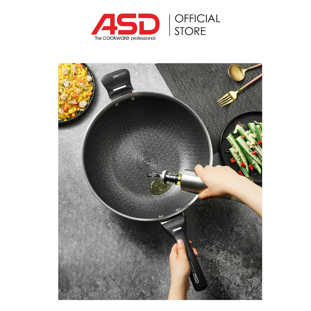 ASD Hybrid Series 32CM 3-Ply IH Hex-Wok with Glass Lid - (32CM) [Model ...
