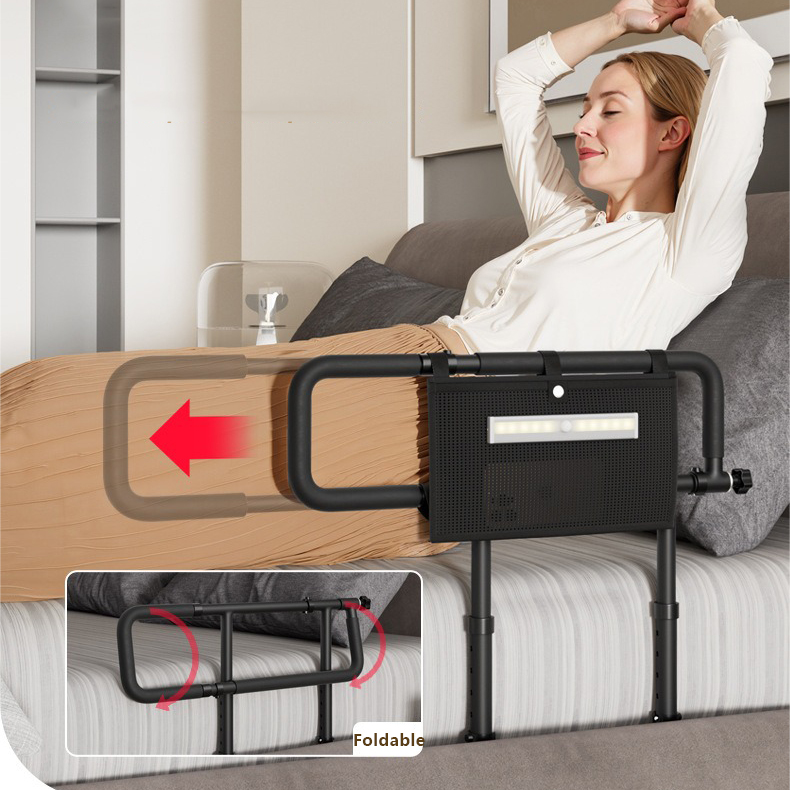 Bed Rails for Elderly Adults Safety Foldable Bed Assist Rail with LED ...