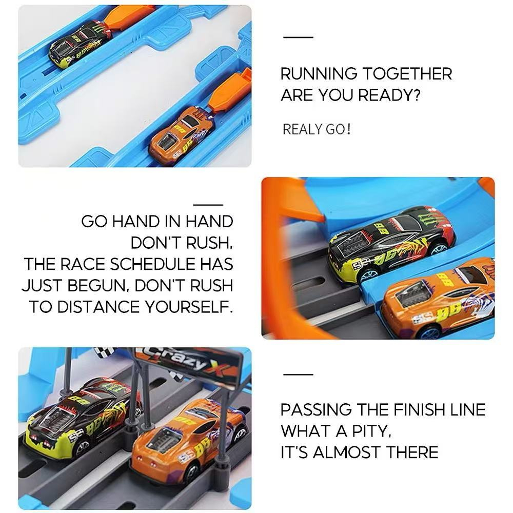 40pcs Mainan Kereta DIY Assembled Dual-track Racing Car Mainan Kereta ...