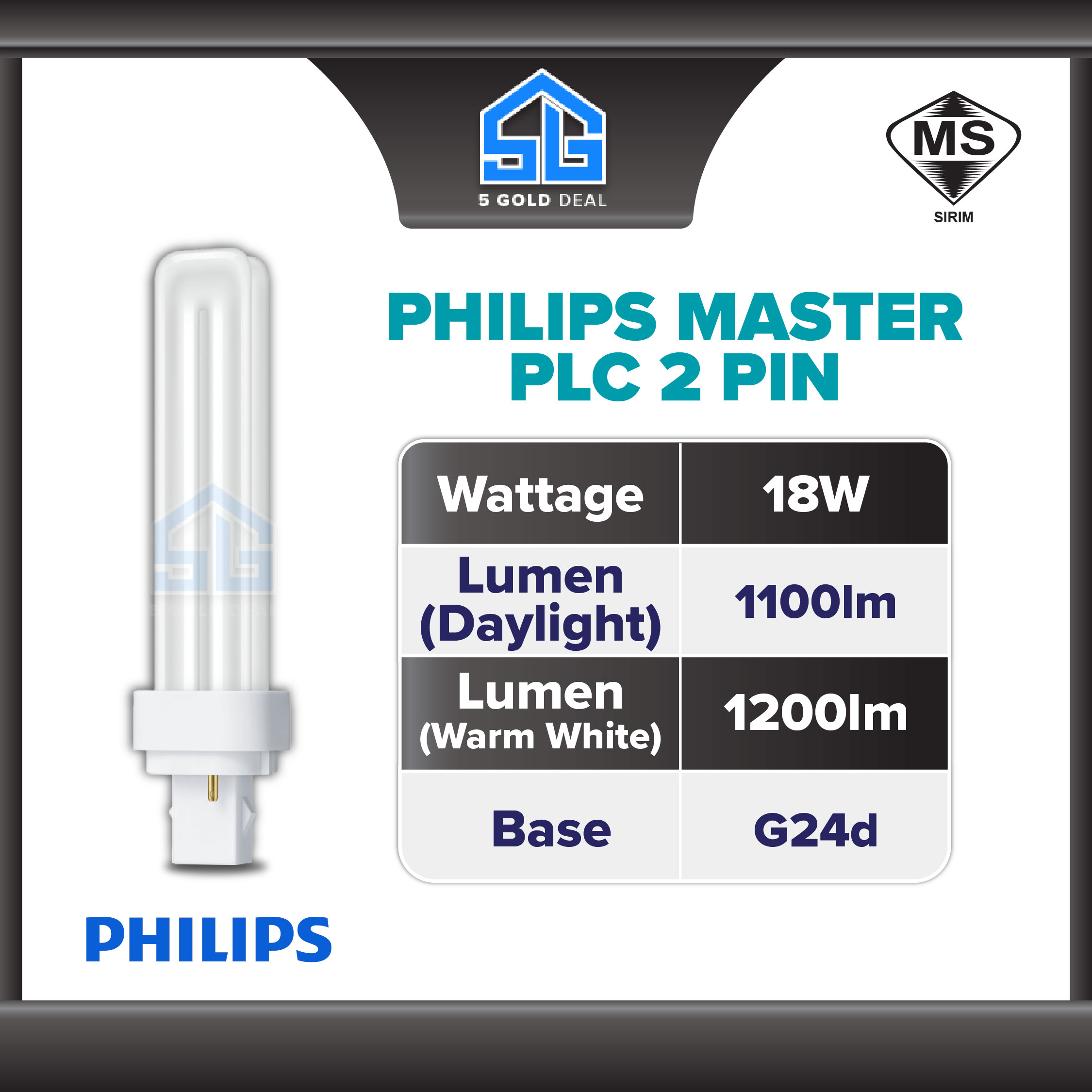 PHILIPS 2 Pin Master PLC-2P 18W Energy Saving PHILIPS PLC G24D Light ...