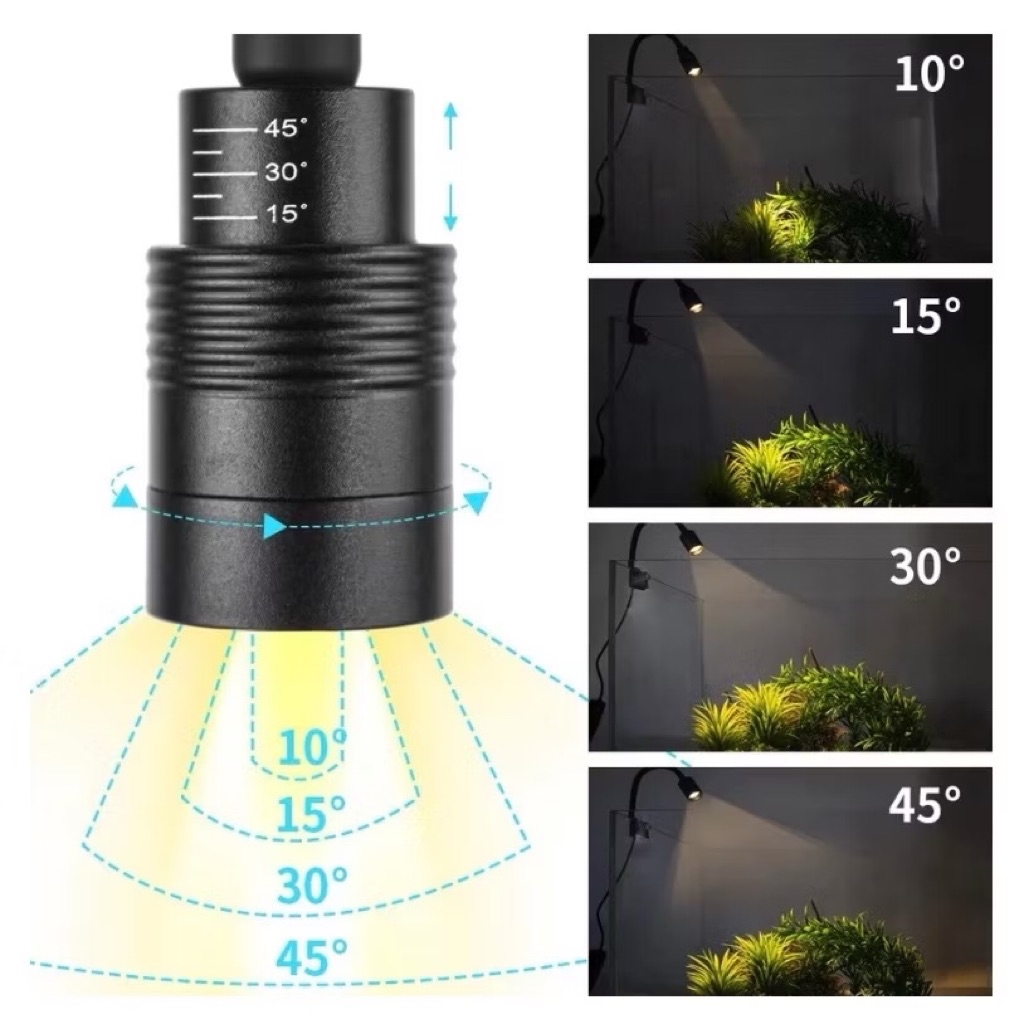 Aquarium FY-06 LED Spotlight Clip On Light 3W Zoomable Focus Fish Tank ...