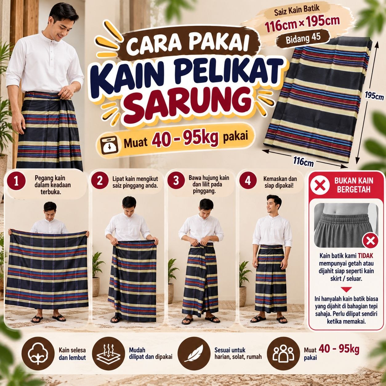 VIRAL PELIKAT CLOTH/ PELIKAT COVER 2 METERS FIELD 45/S READY TO SEW ...
