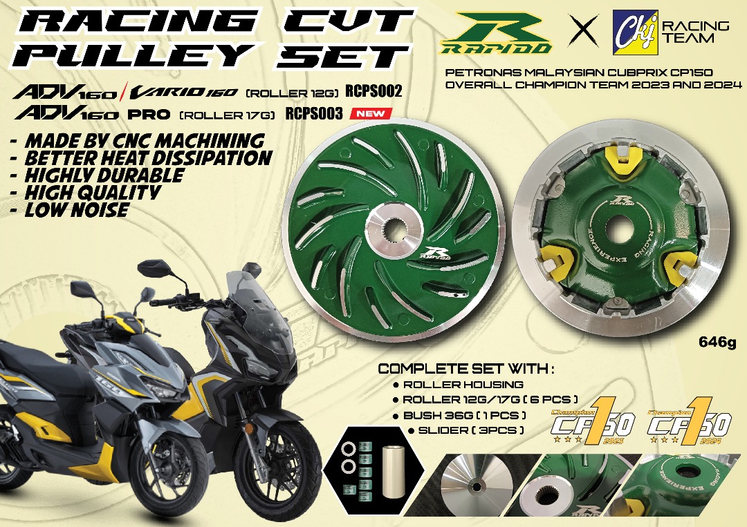 RAPIDO Racing CVT Pulley Set Adv 160 Front Pulley Set Depan 17g CVT ...