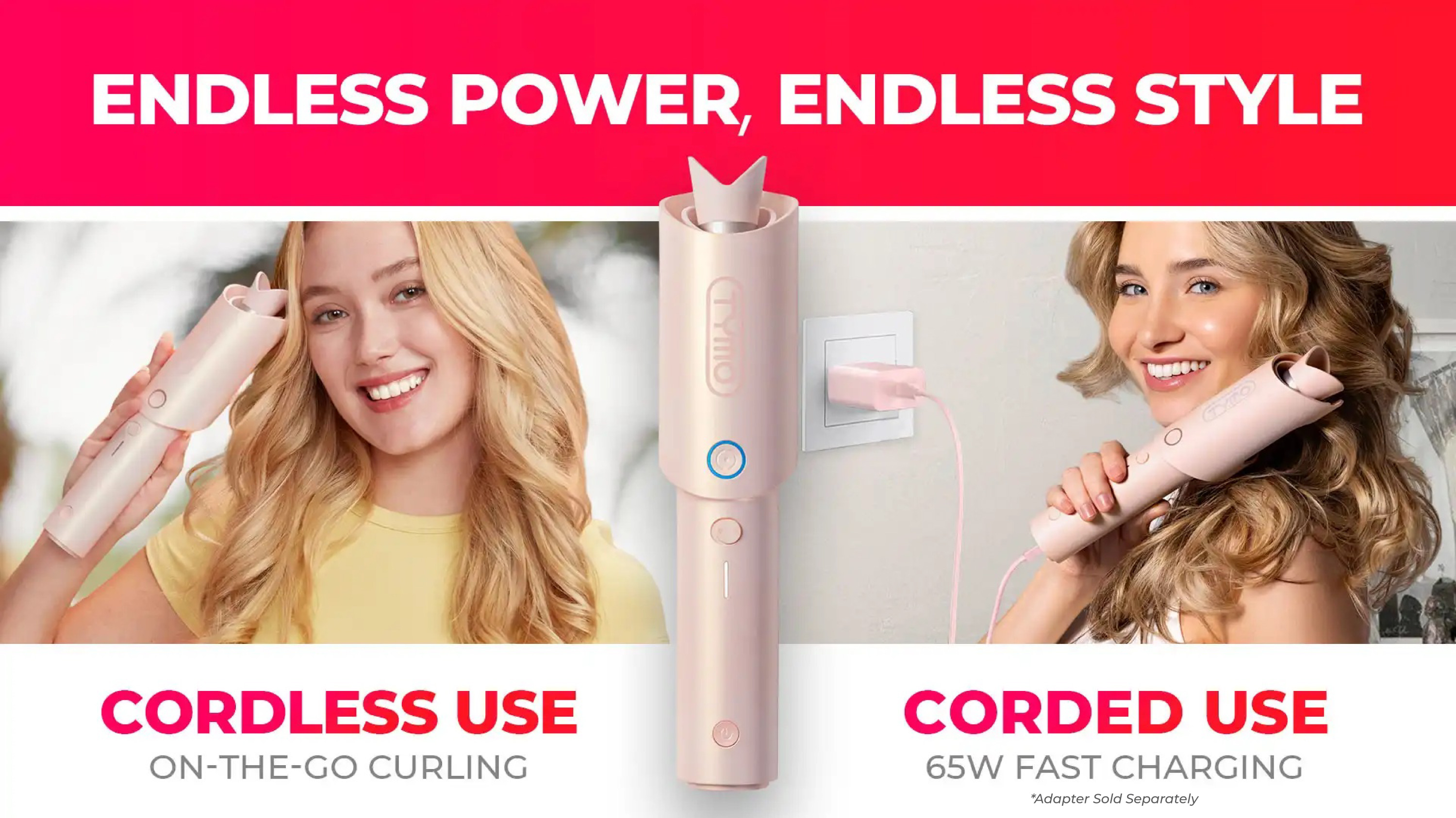 TYMO CURLGO Cordless Auto Hair Curler 25mm Curl | Auto Curling | Smart ...
