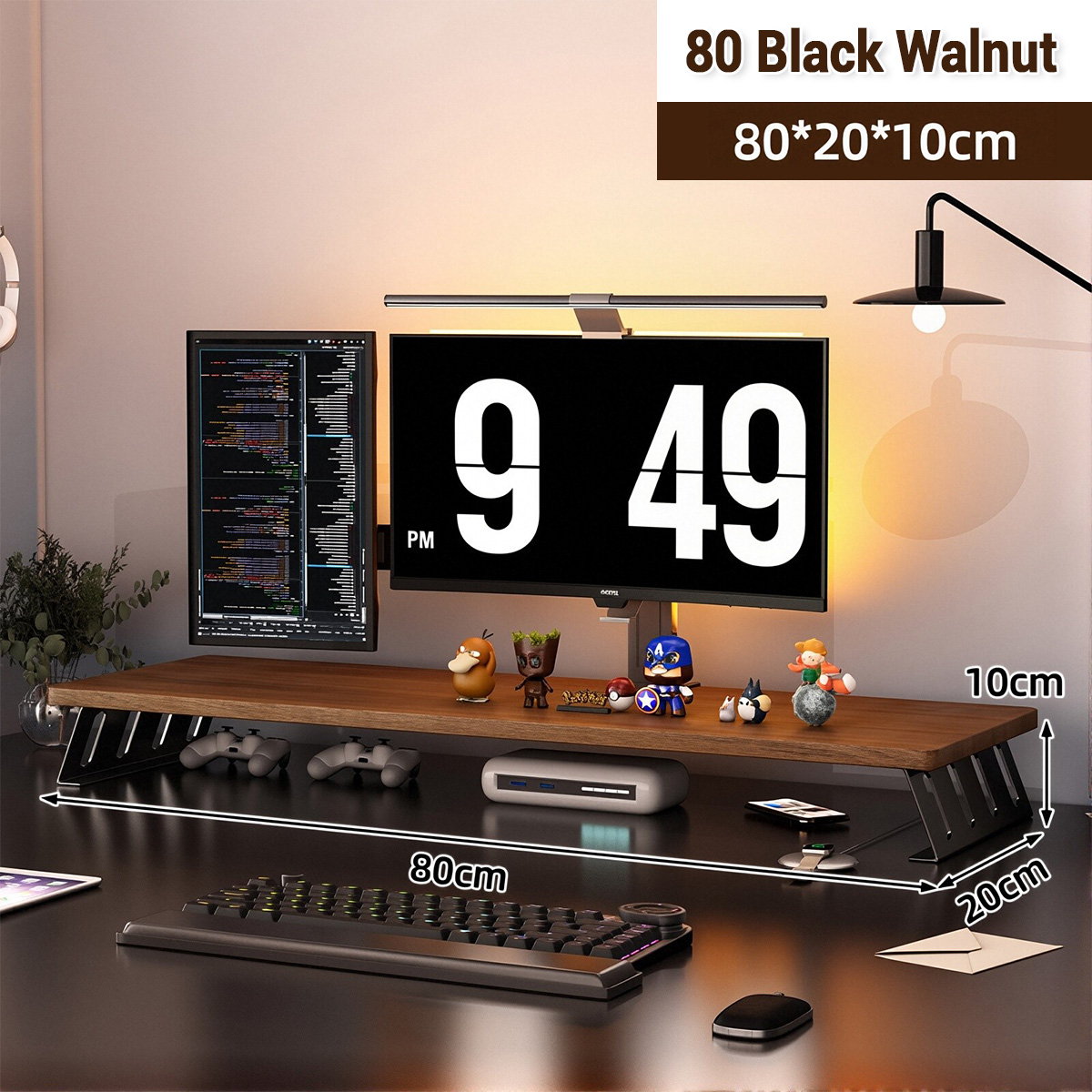 Wooden Monitor Stand Desktop Computer Screen Riser Office PC Storage ...