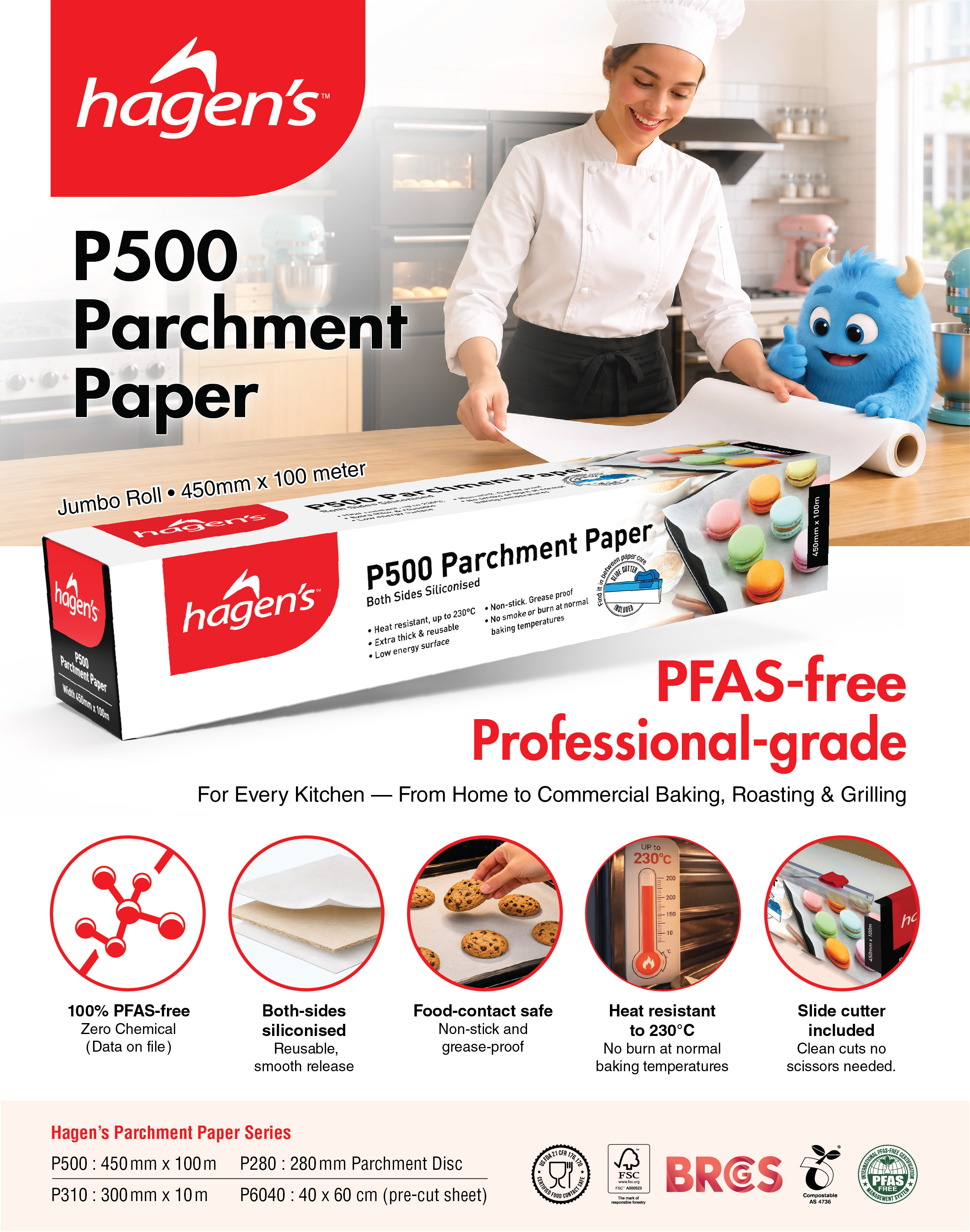 Golaa - 1 roll x Hagen's P500 PFAS-Free Baking Parchment Paper ( Jumbo ...