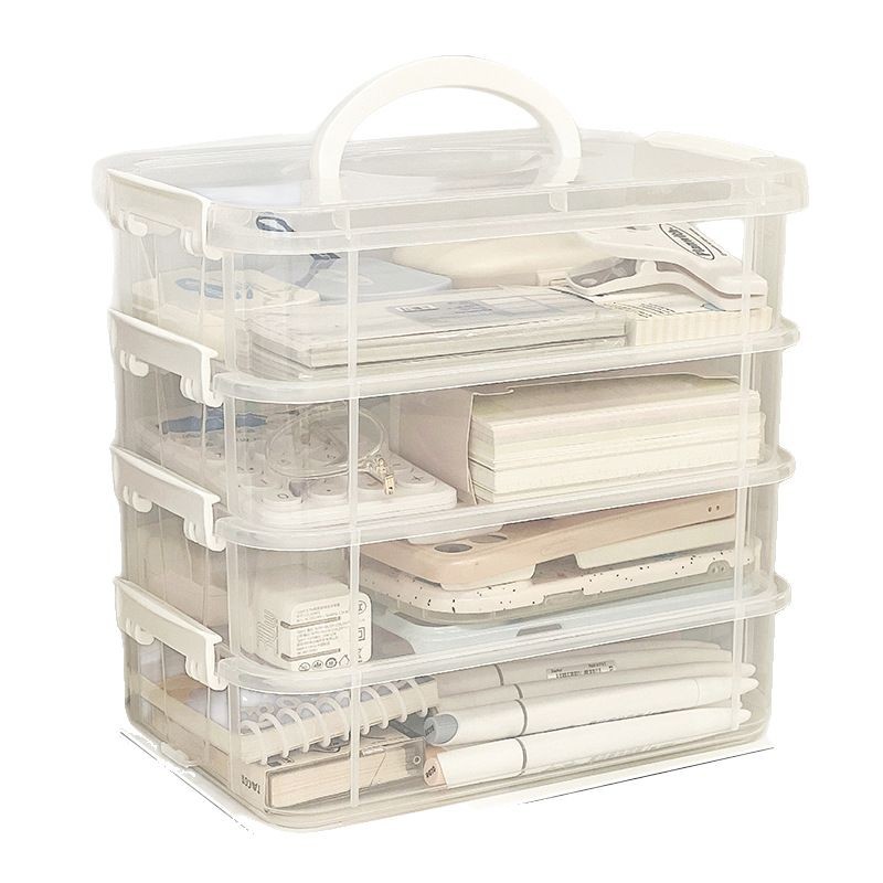 Stationary Storage Box Organizer Desk Office Multi Layer Transparent 
