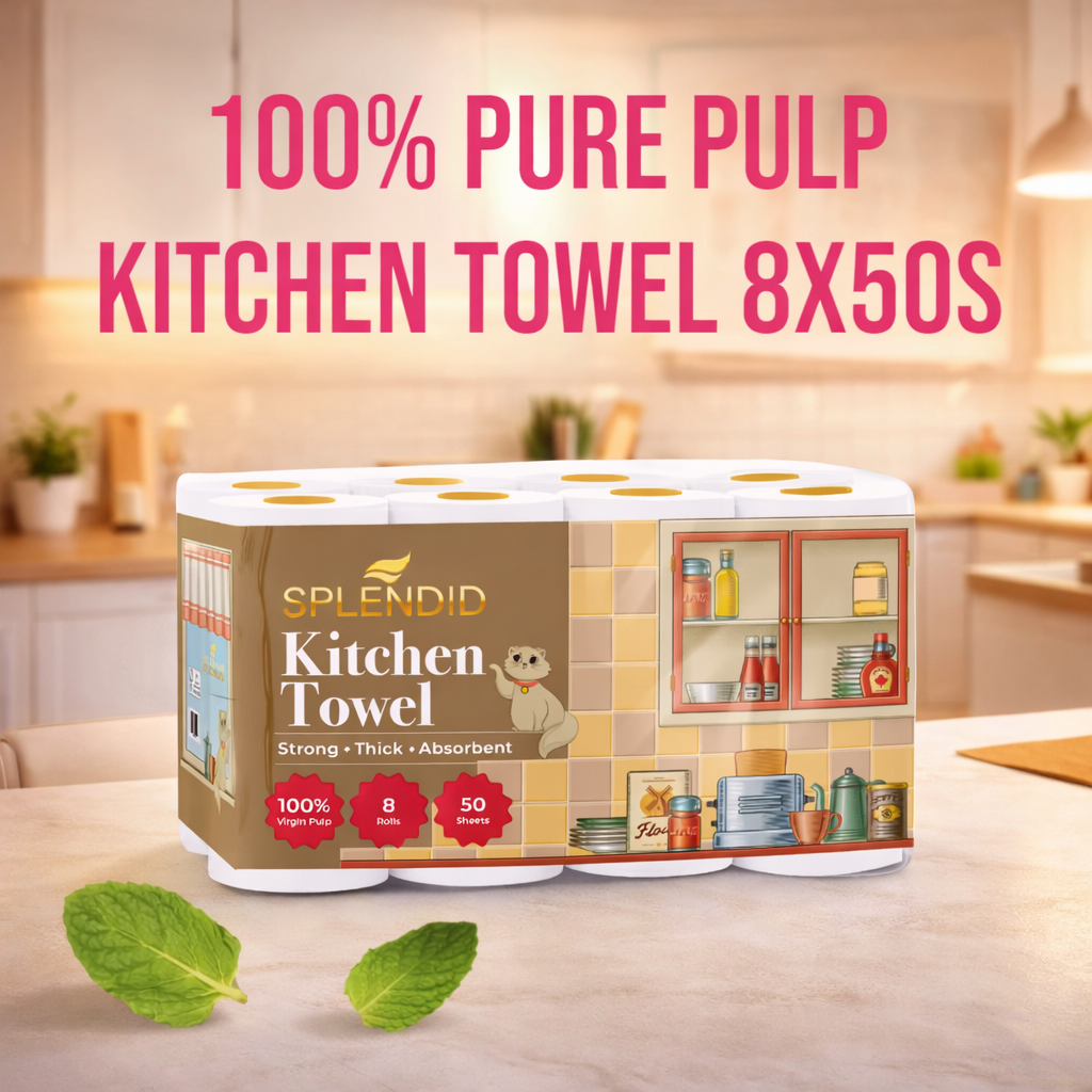 (32 Rolls) Splendid Kitchen Towel 8 x 50 Sheets Virgin Pulp Tisu Dapur ...