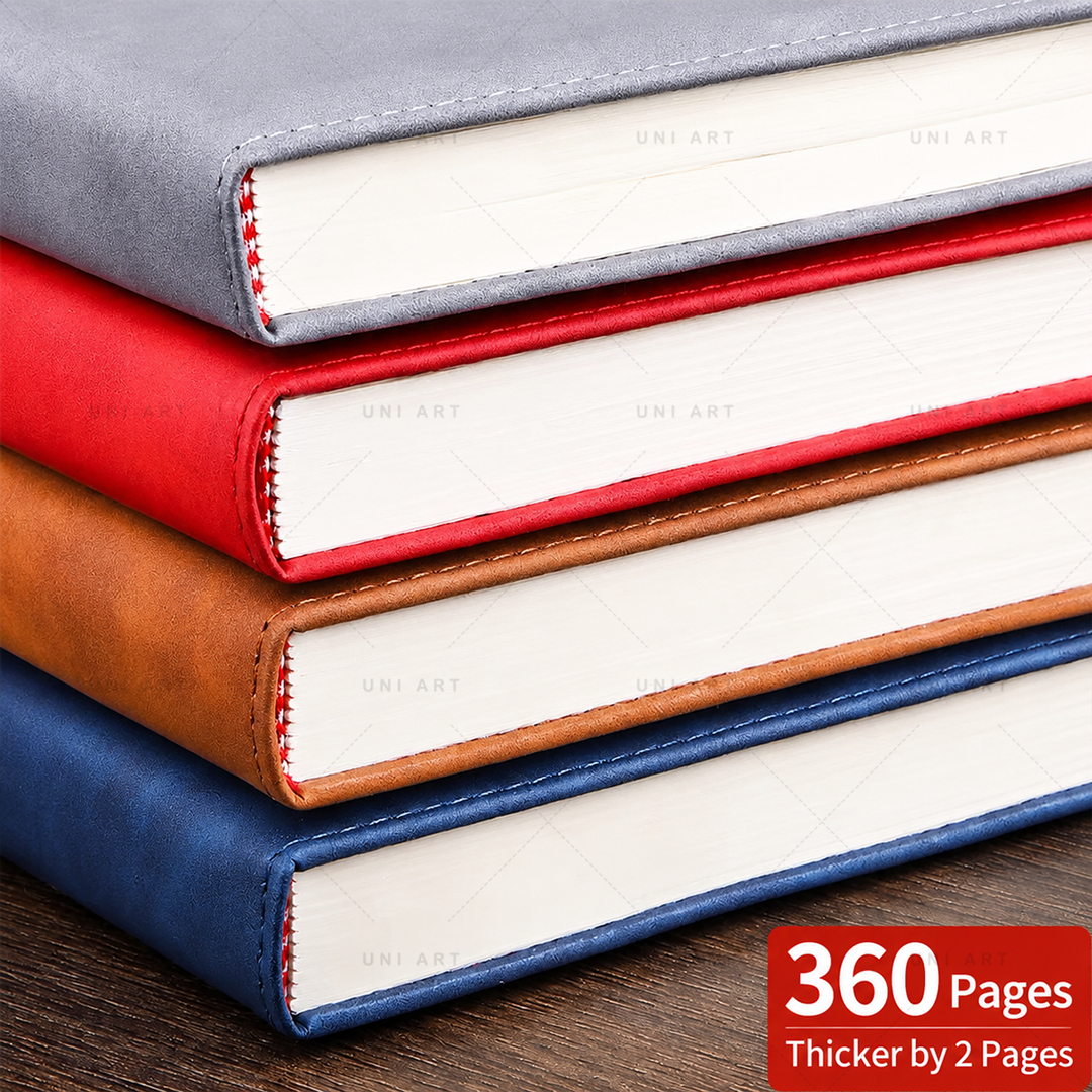 Uni Art A5 Thick Leather Notebook 360 Pages Hardcover Lined Journal ...