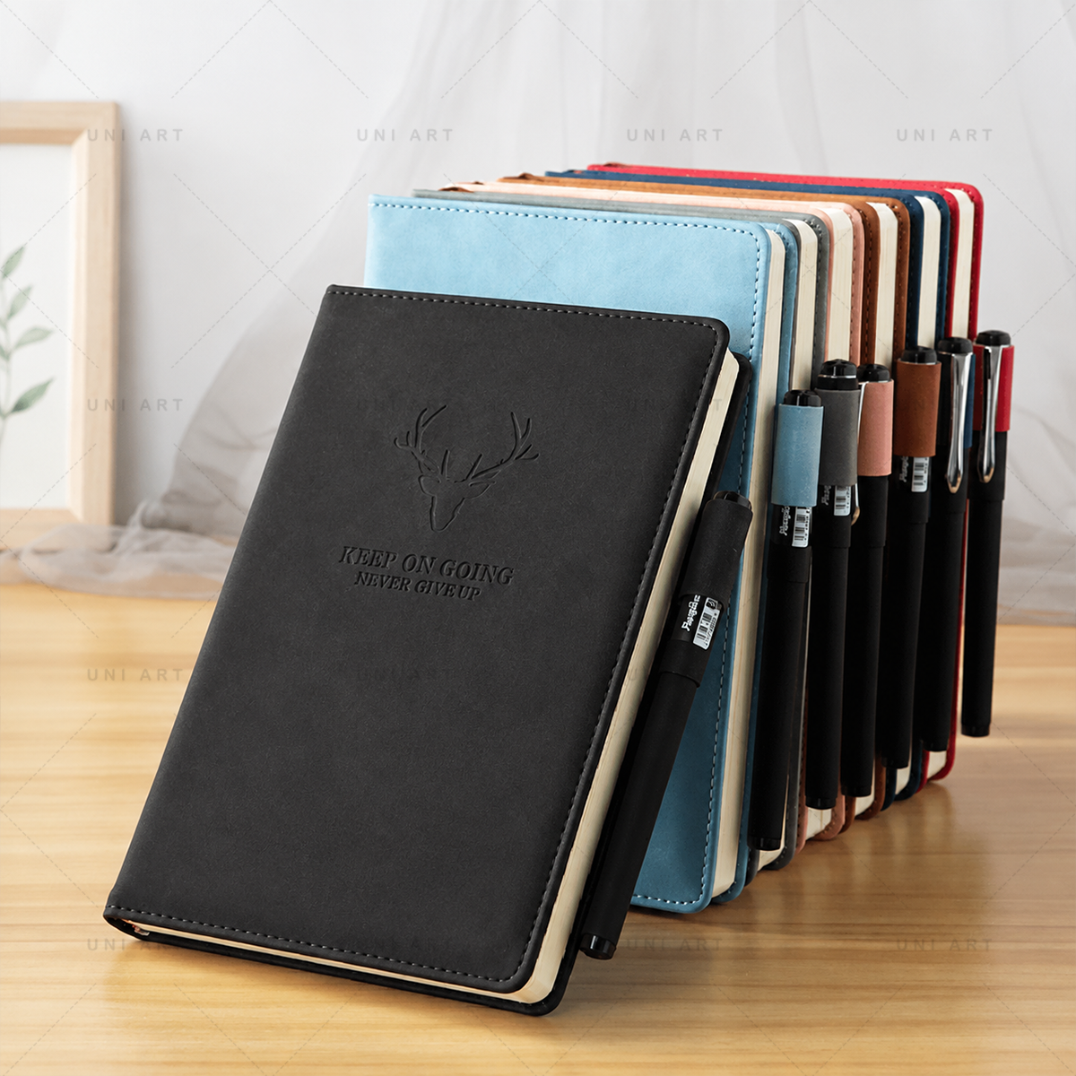 Uni Art A5 Thick Leather Notebook 360 Pages Hardcover Lined Journal ...