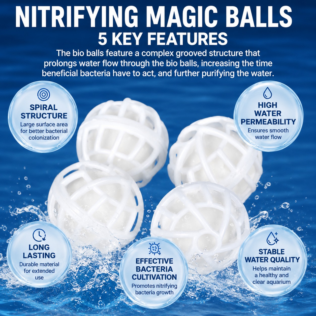 Aquarium Nitrifying Magic Ball Bio Filter High Density Porous Bacteria ...