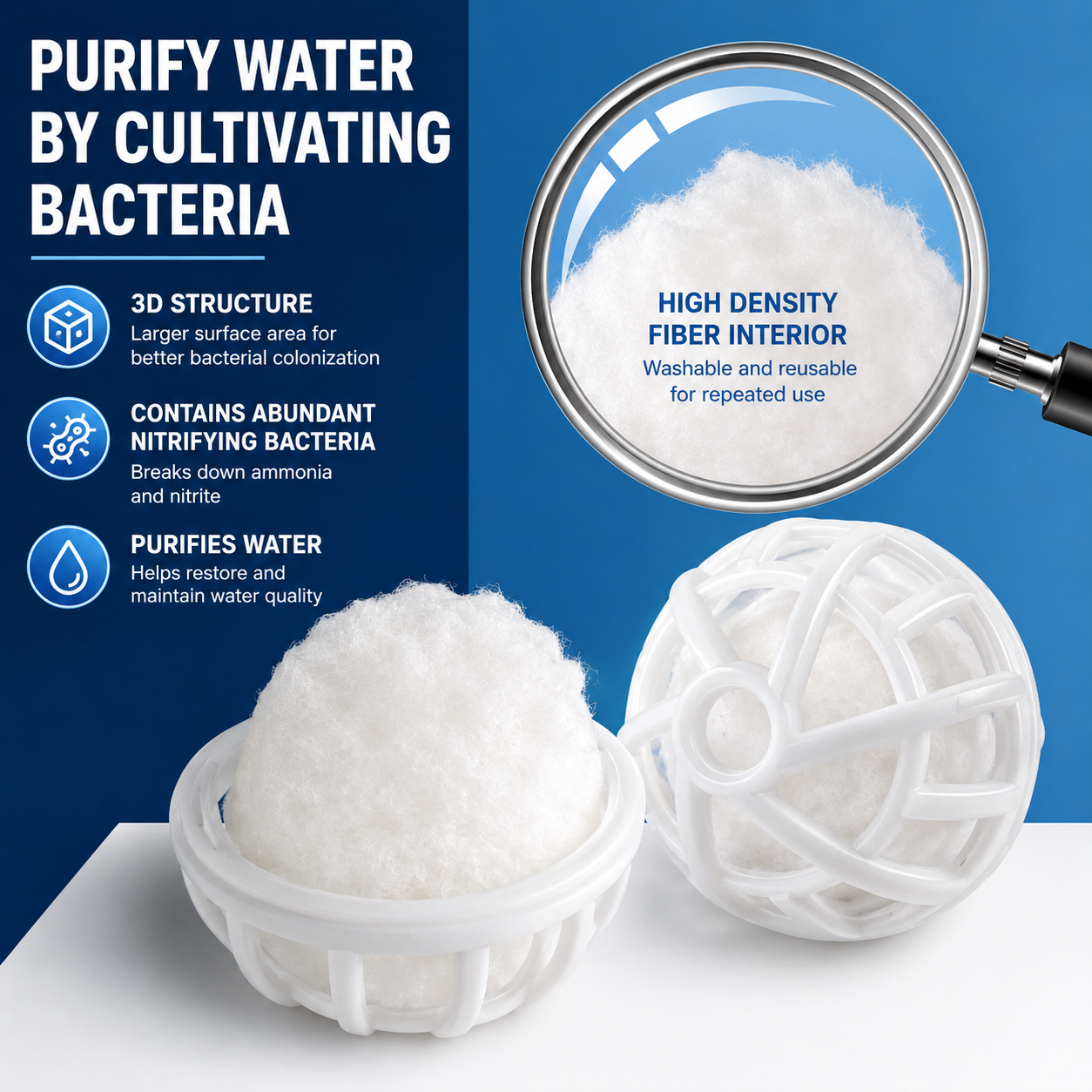Aquarium Nitrifying Magic Ball Bio Filter High Density Porous Bacteria ...