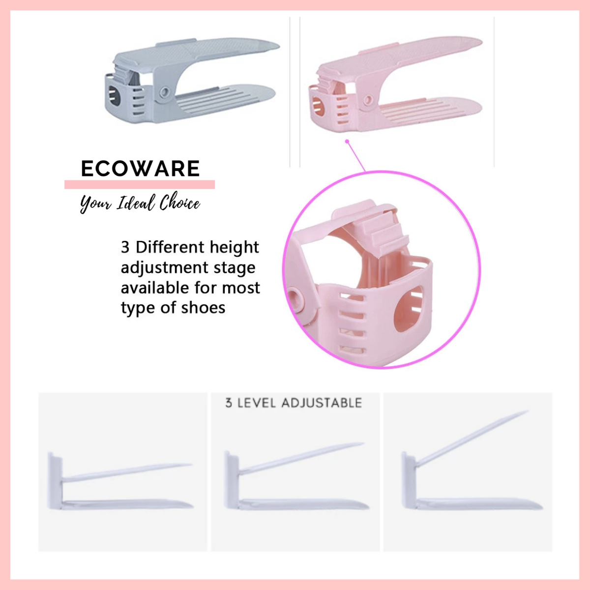 ECOWARE 2sets/4sets Double Layer Adjustable Shoe Rack/ Space Saver Shoe ...