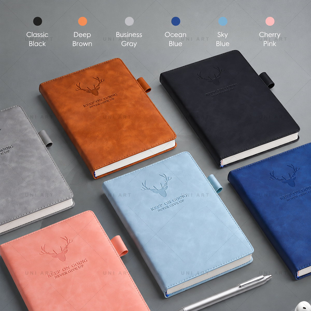 Uni Art A5 Thick Leather Notebook 360 Pages Hardcover Lined Journal ...
