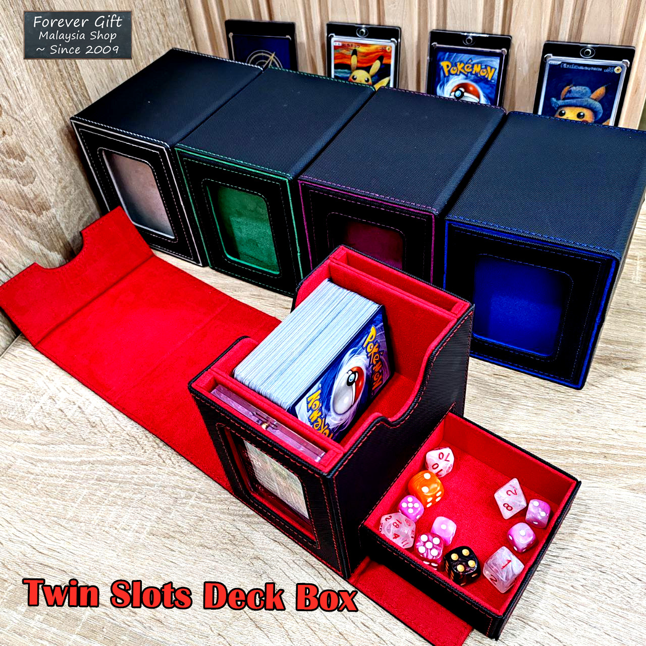 TCG Twin Slots Deck Box 35Pt Casing KOTAK KAD | Dice Card Game Storage ...