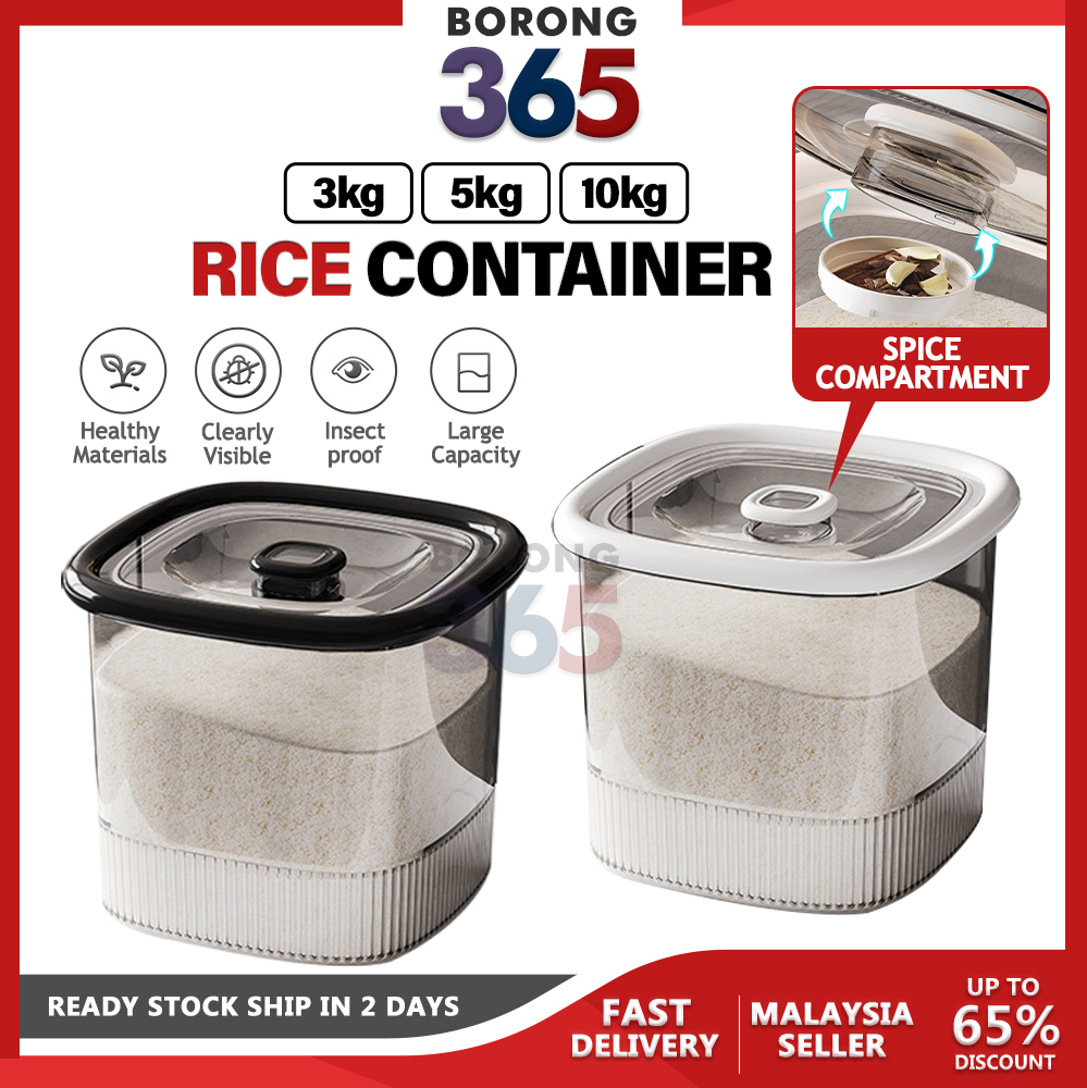 Borong365 5kg/10kg Airtight Rice Container Rice Storage Box Rice Bucket ...