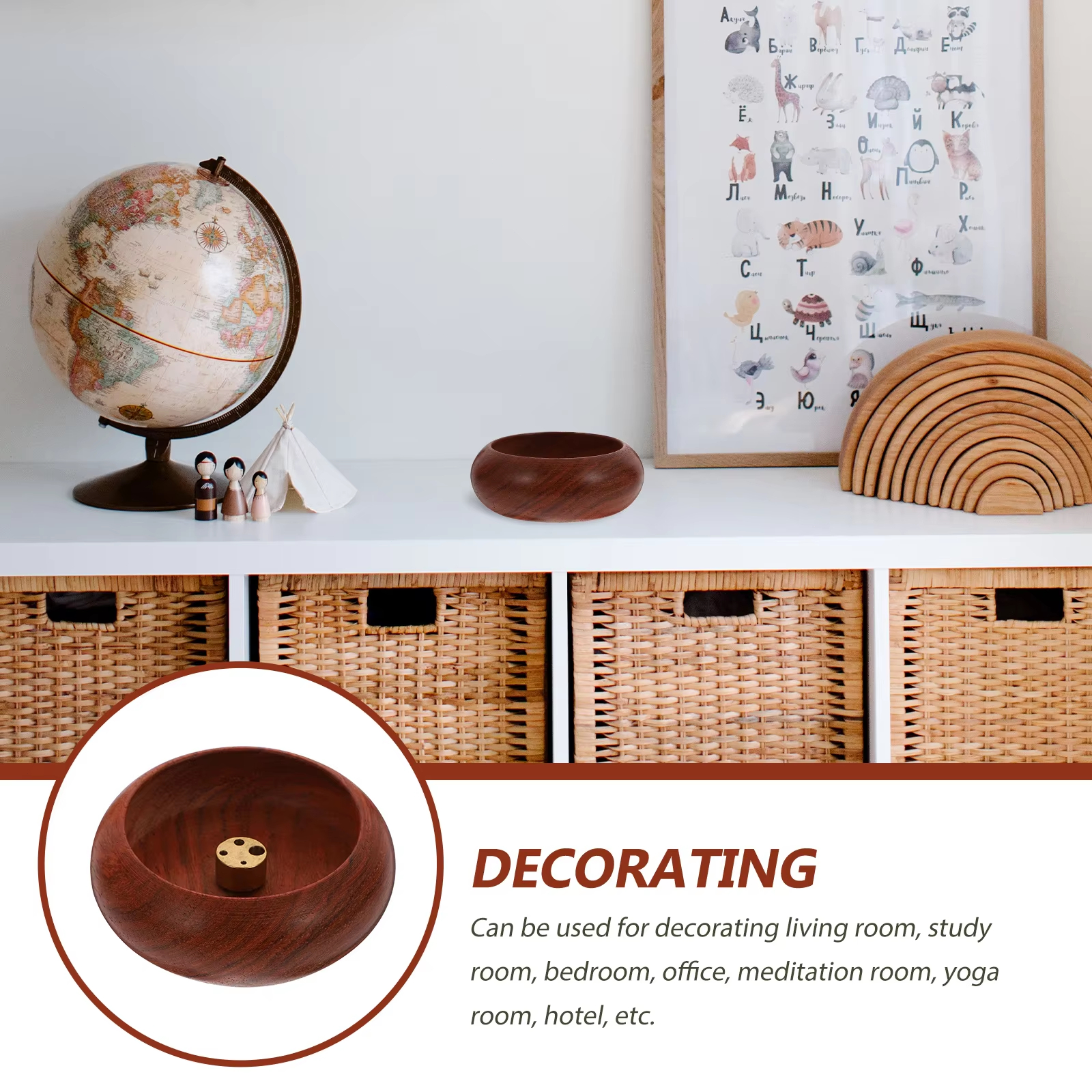 檀木香插Tea Ceremony Essential: Rosewood 4-Hole Incense Holder Wooden ...