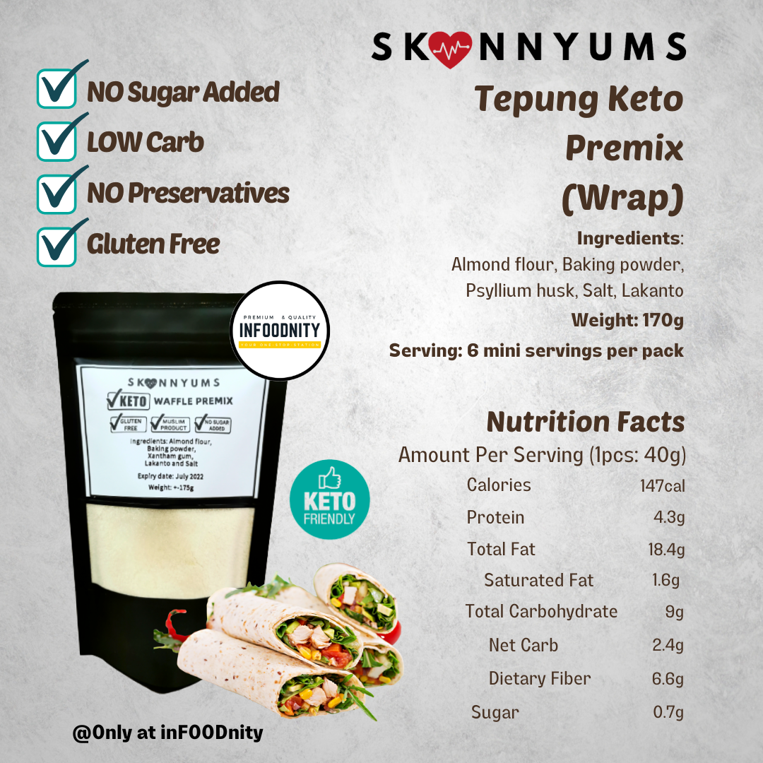 Skinnyums Keto Tortilla Wrap Low Carb Wrap Keto Premix Flour Tepung ...