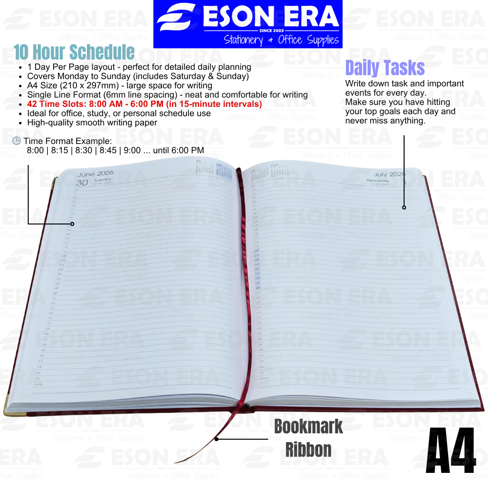 Diary 2026 Hard Cover A4/A5 Notebook / Journal / Daily Management ...