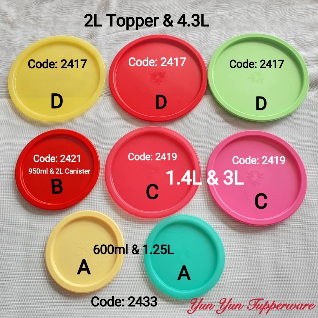 (2423 code A) Tupperware One Touch Topper Canister Cover Seal Lid spare ...