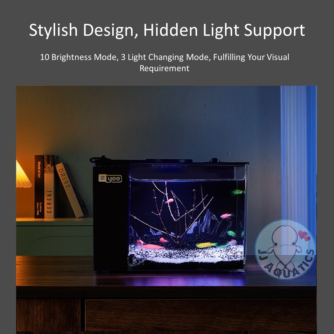 YEE Stylish Mini Table Aquarium All In One Compact Cute Fish Tank Side ...