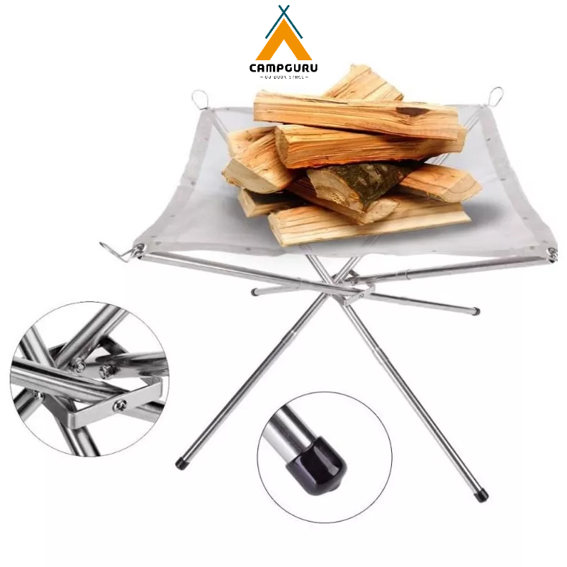CAMPGURU Portable Fire Pit 304 Stainless Steel Mesh Camp Fire Pit ...