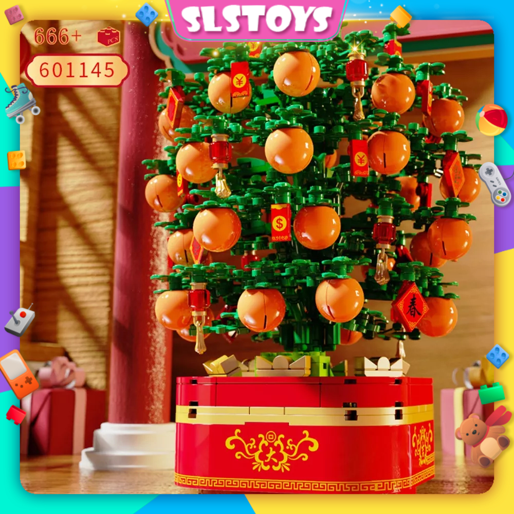 Sembo Block 601145 605028 Light and Music Box Mandarin Tree CNY New ...