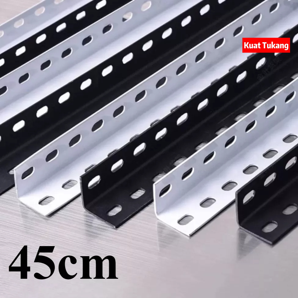 Besi Rak Lubang 45cm / Slotted Angle Bar / Shelf Shelves DIY Bertingkat ...
