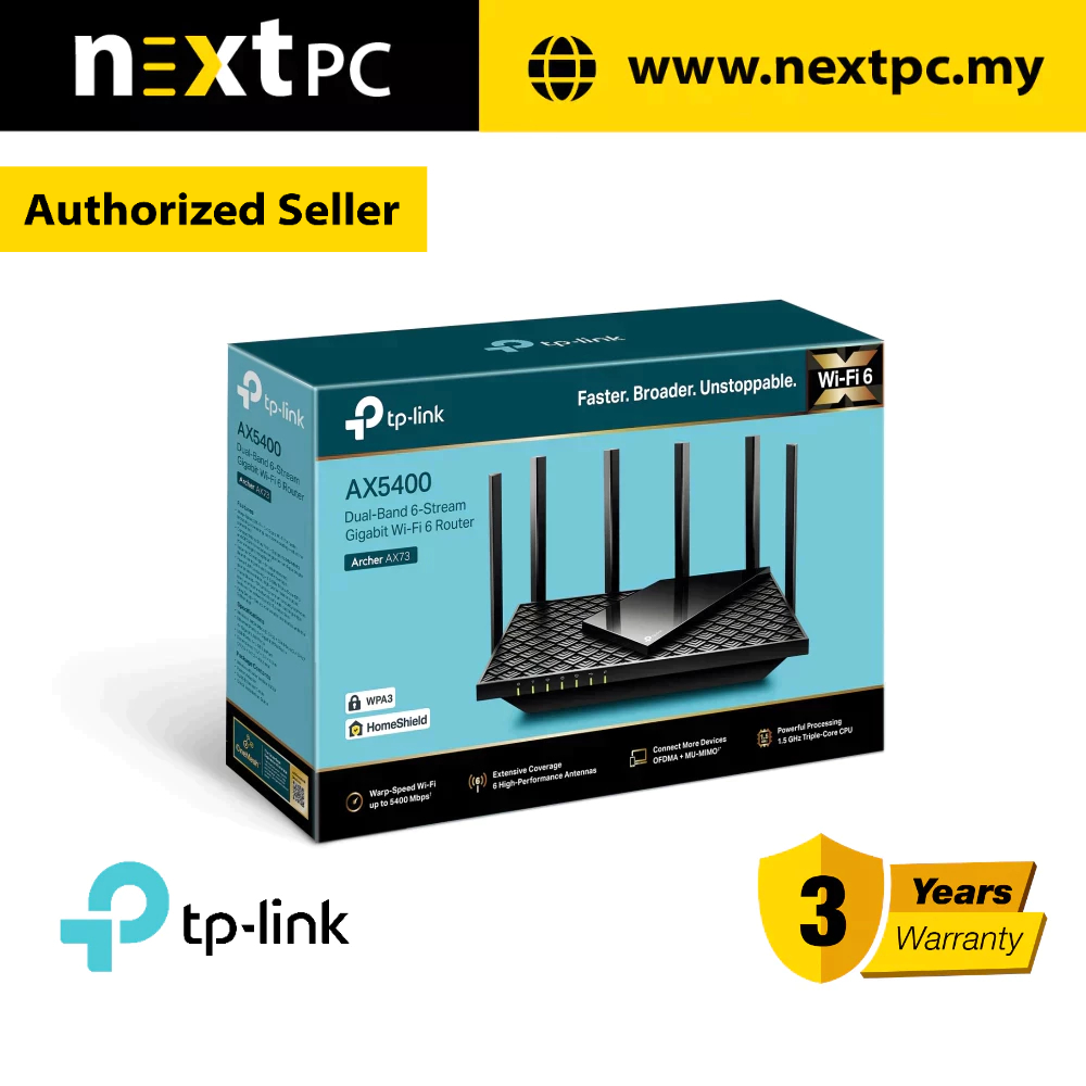 TP-LINK Archer AX73 AX5400 Dual-Band Gigabit Wi-Fi 6 Router | Shopee ...