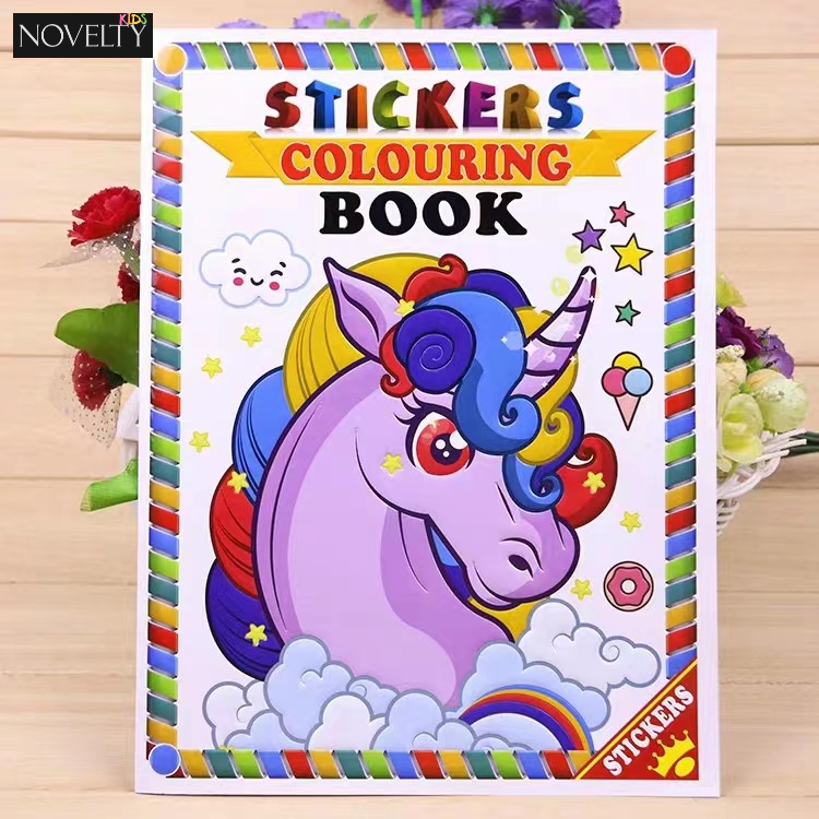Unicorn Sticker & Coloring Book A4 Coloring Book Adhesive Kanak Tadika ...