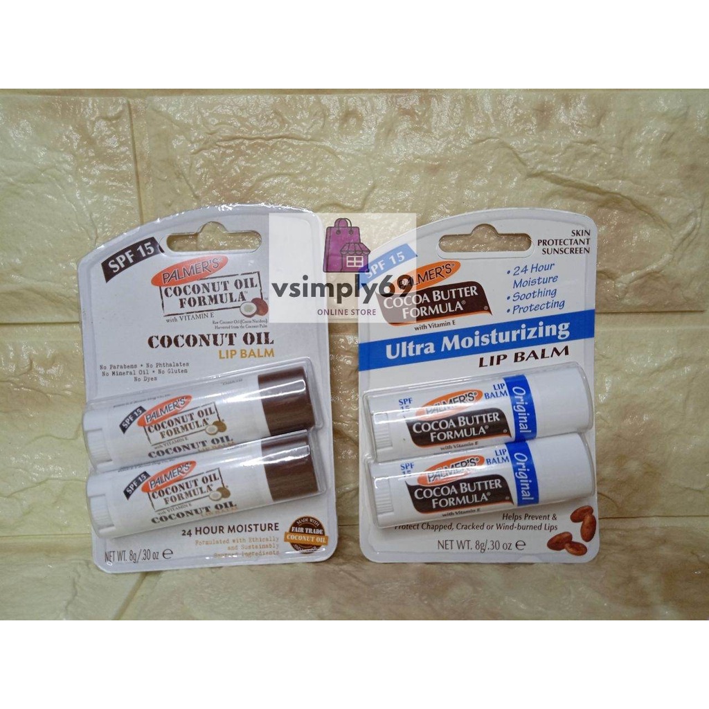 Palmer's Cocoa Butter/Coconut Oil Formula Lip Balm (2x4g) Shopee