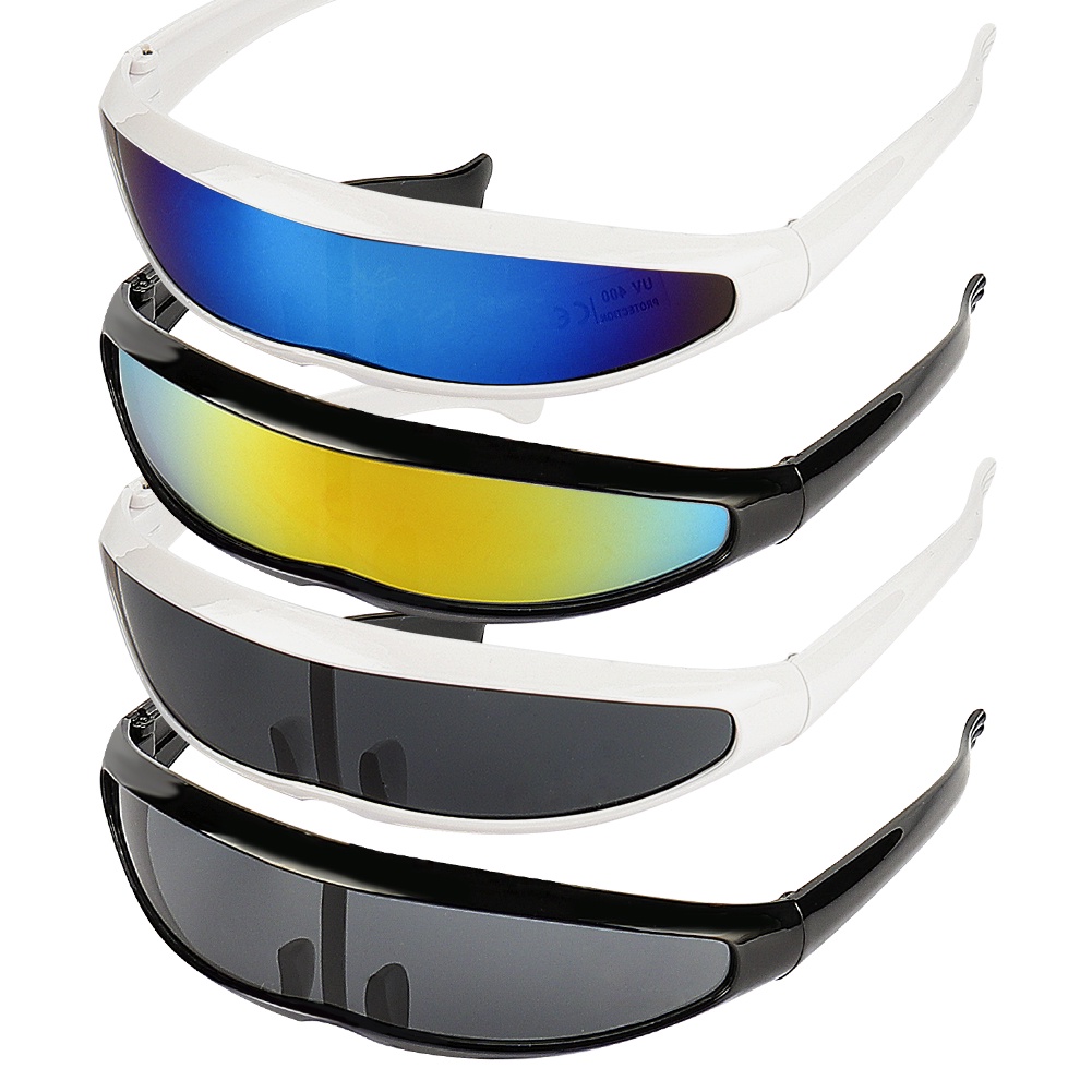 Futuristic Narrow Cyclops Visor Sunglasses Laser Eyeglasses Uv400 Personality Mirrored Lens 