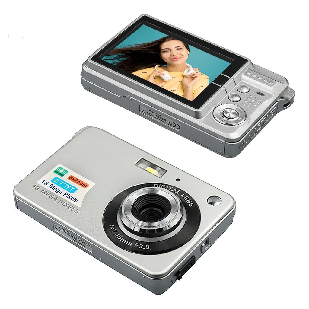 720P Digital Camera Video Camcorder 48MP Photo 8X Zoom Anti-shake 2.7 Inch Large TFT Screen Battery Carry Bag USB for Kids Teens