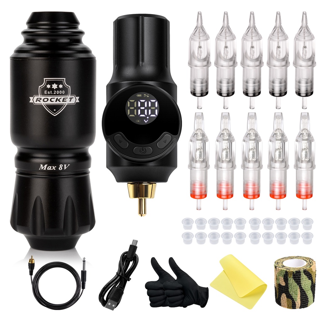 Pen Type Tattoo Machine Kit RCA Rotary Tattoo Pen Machines Complete Set