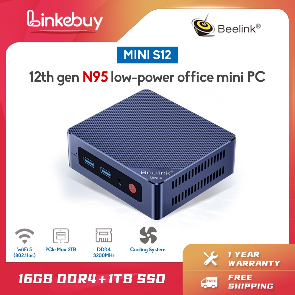 Beelink Mini S12 Mini PC Intel 12th Gen N-95 | N100 Mini PC DDR4 16GB 1TB SSD Desktop Gaming Computer Mini S12 Pro Intel N100 NVME WIFI5 | WIFI6 To Option DDR4 3200MHz Cooling Syst