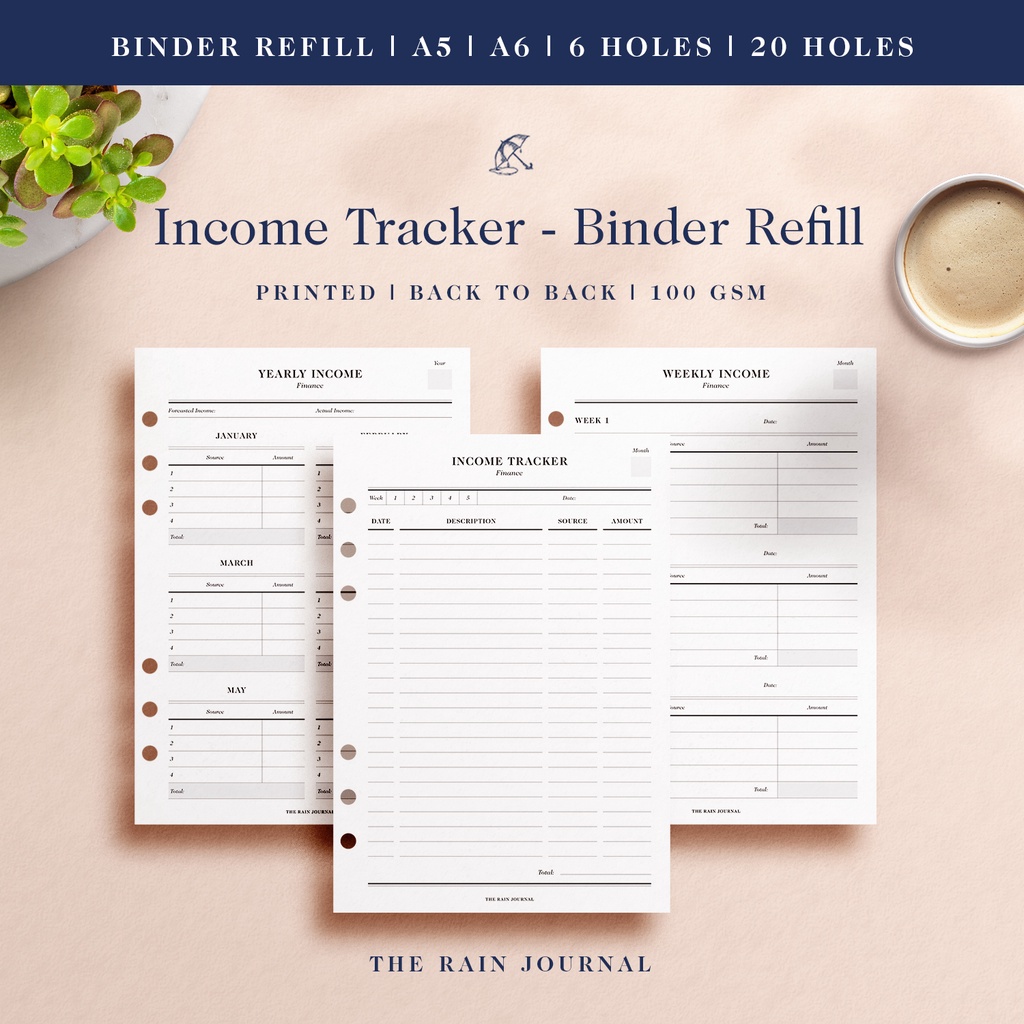 Income Tracker - Finance Tracker Refill, Budget Planner, Budget Tracker ...
