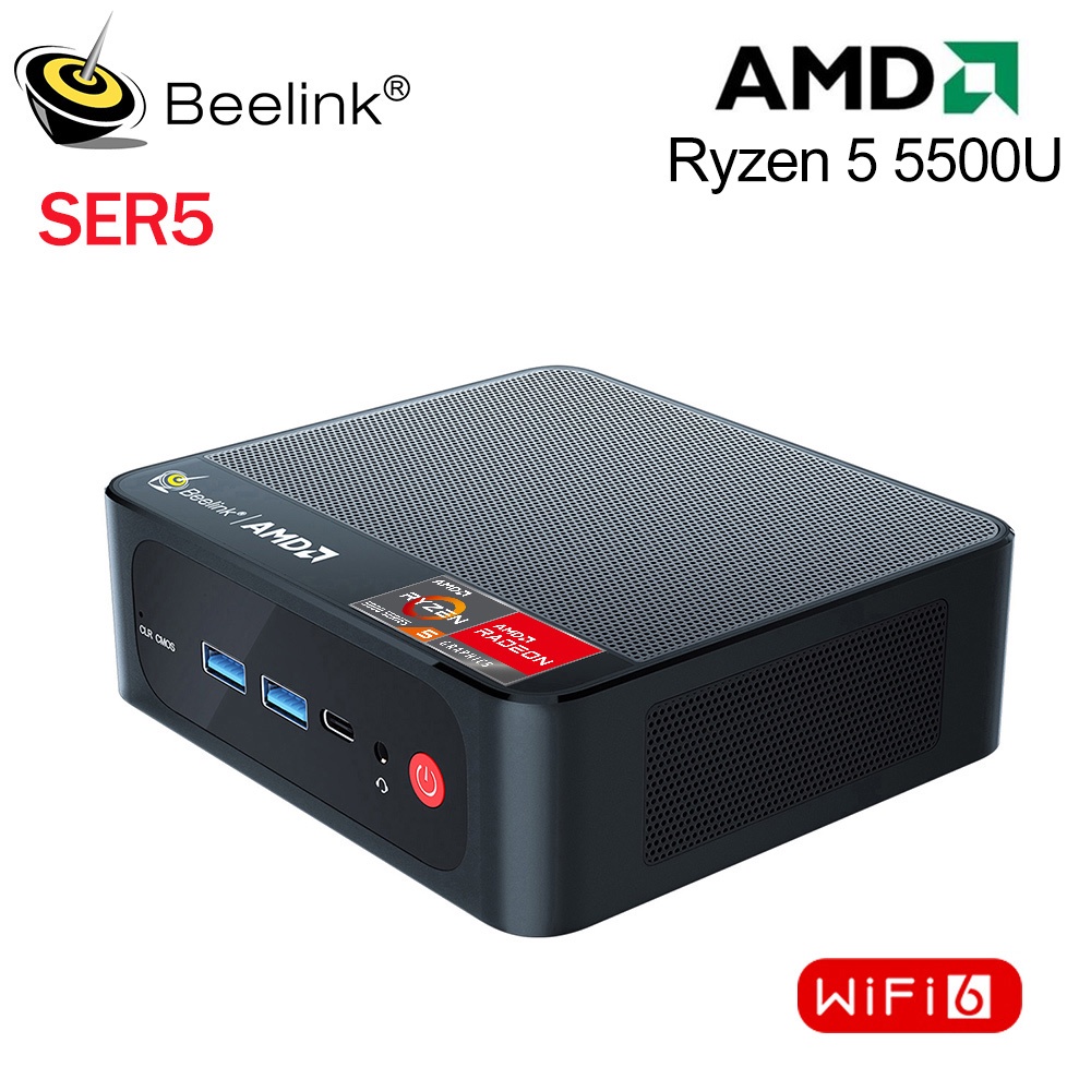 Beelink SER5 5500U Mini PC Windows 11 Pro AMD Ryzen 5 DDR4 16GB SSD 500GB Support WiFi6 BT5.2 4K Dual HD 1000M Desktop Game Office Computer 16G RAM 500G SSD