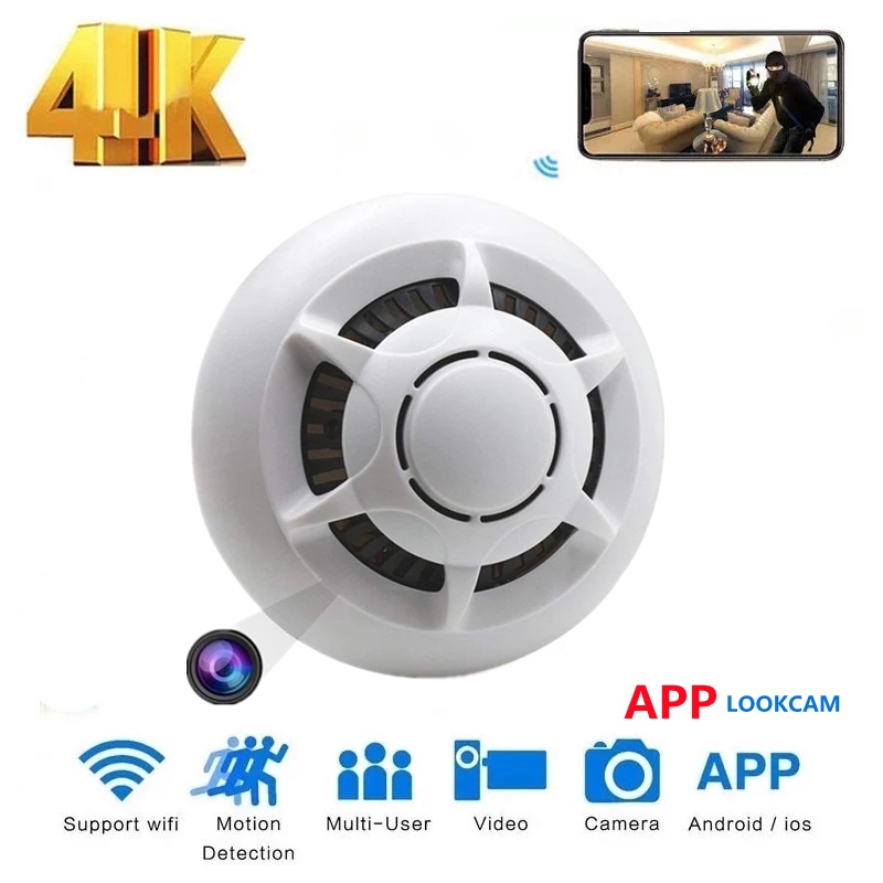 HD 1080P Wireless IP Camera Smoke Alarm Design Home Hotel Ceilling Mini
