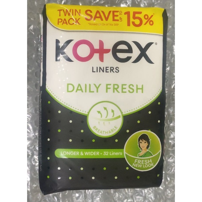 Kotex Fresh Liners Longer & Wider (32 pads) | Shopee Singapore