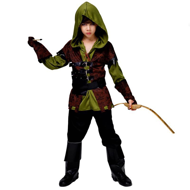 NEW Costume for Boy's Huntsman Hood Costumes Green Deluxe Cosplay Fancy ...