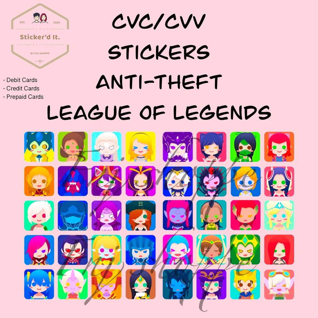 League of Legends - Game CVV/ CVC Stickers (Anti-Theft Stickers for ATM ...