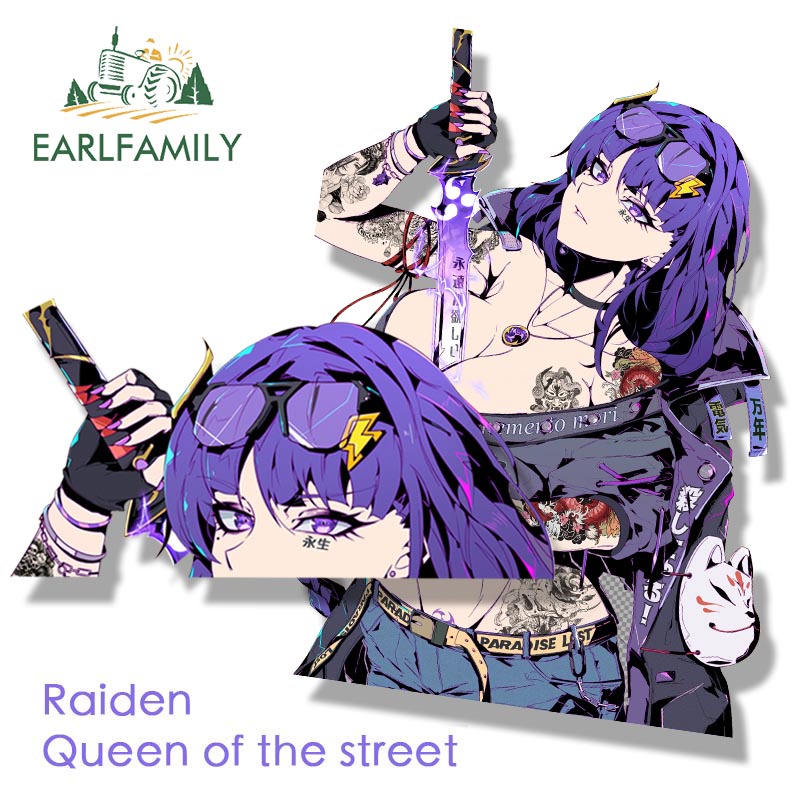 EARLFAMILY Raiden Shogun of The Street Tattoo Car Sticker Anime Genshin ...