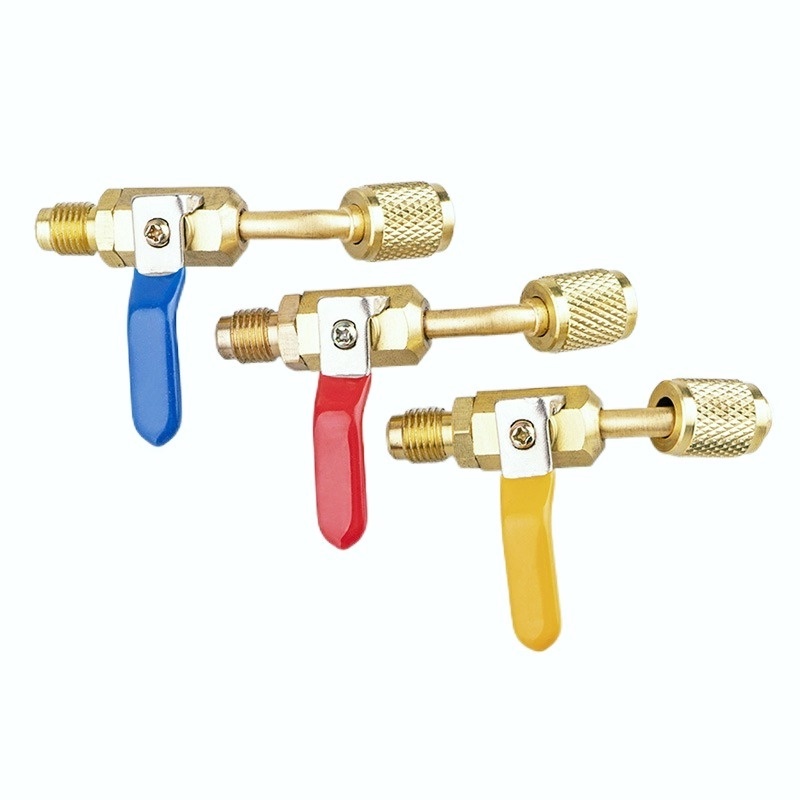3pcs Angled Compact Ball Valve Air Conditioning Refrigerant 1/4 Inch
