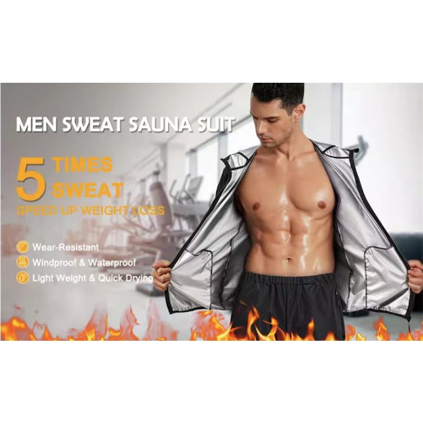 Men Sauna Suit For Exercise Sweat Weight Loss gym Jogging Fitness Yoga
