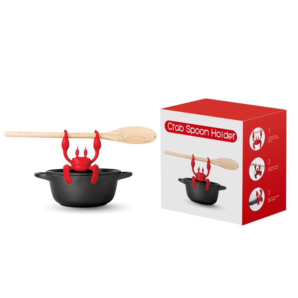 thumbnail image 2 of LQUCWEPP Red Crab Utensil Holder - 2-in-1 Spoon Rest & Pot Lid Steam Releaser 2 of 10